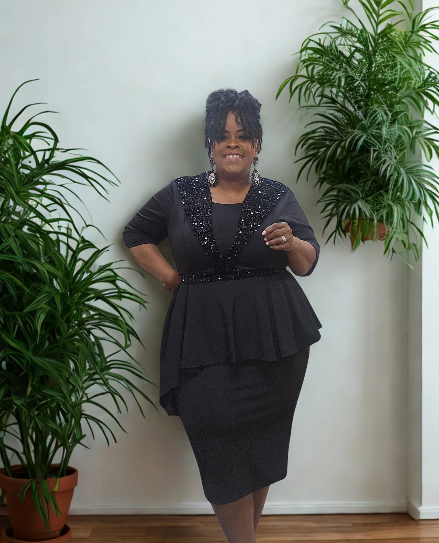 Grace Peplum Dress - Black