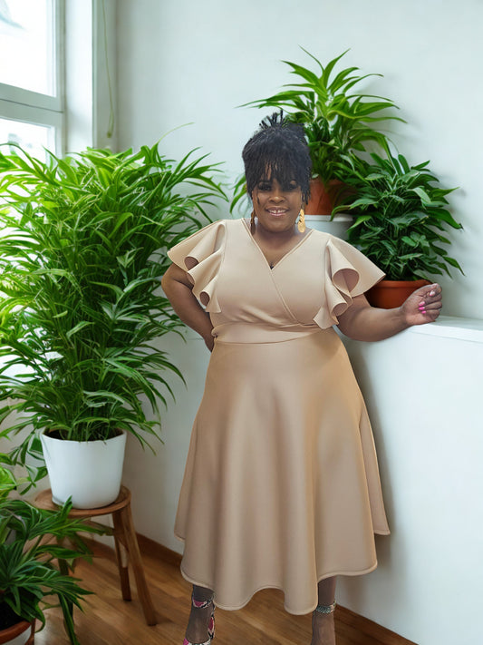 Nude Grace Midi Dress