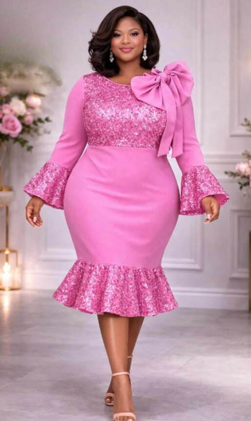 Blush Radiance Ruffle-Trim Dress