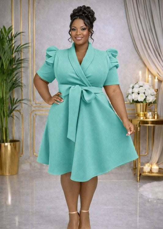Jade Elegance Bow Dress