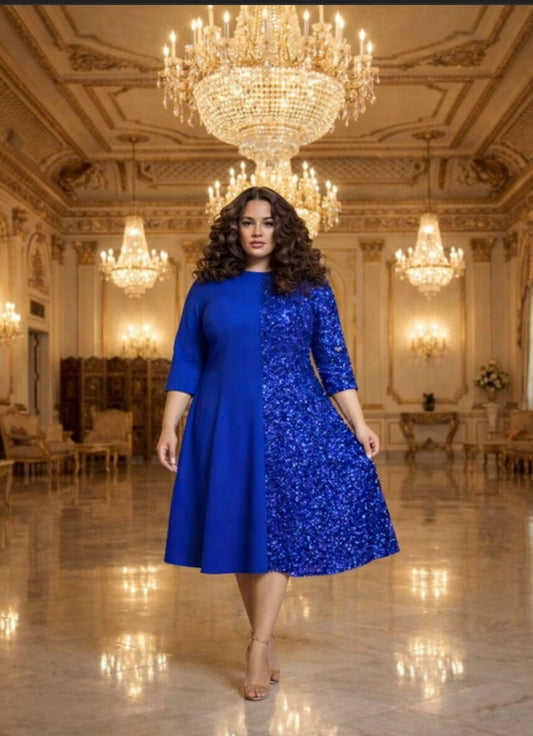Radiant Royale Sequin Dress - Royal
