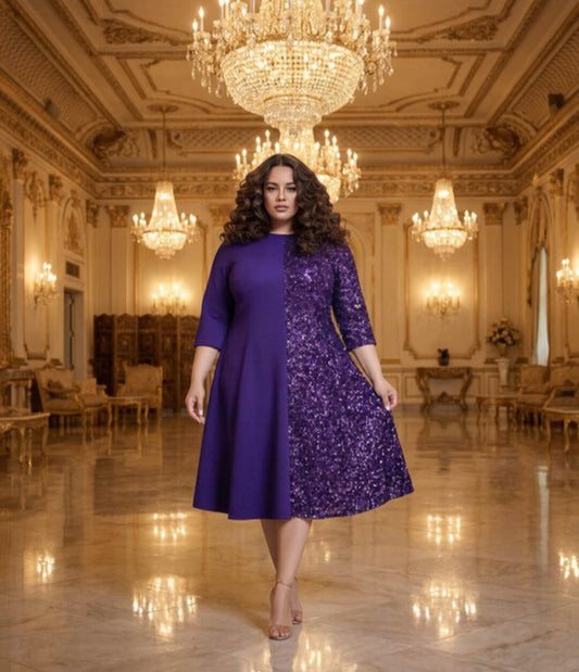 Radiant Royale Sequin Dress - Purple
