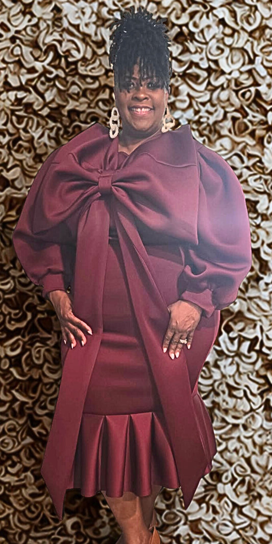 Bordeaux Empress Bow Dress - Burgundy