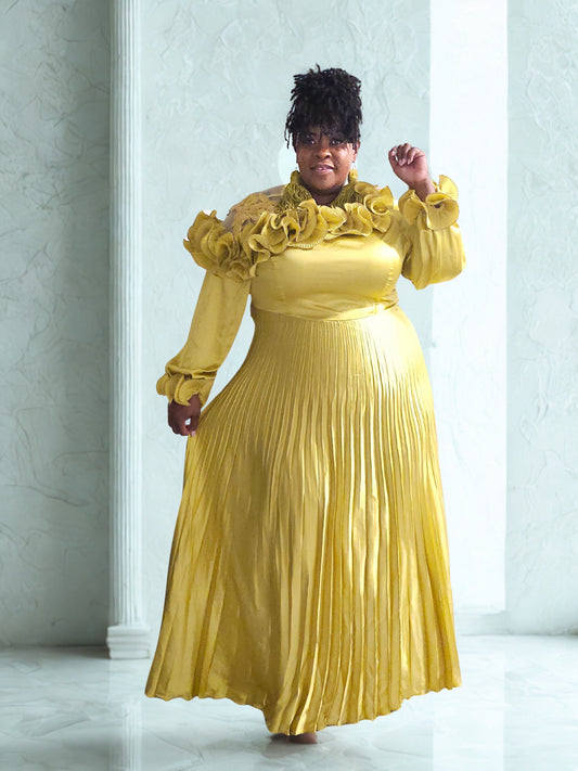 The Marigold Majesty Pleated Dress
